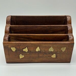 Vintage Wood with Inlay Envelope Mail Holder